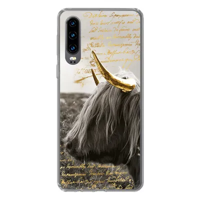 Produktbild von MuchoWow® Handyhülle Schutzhülle Hülle für Huawei P30 Schottischer Highlander - Gold - Hoorn Silikon Softcase Handy Hülle - Kartenbesitzer