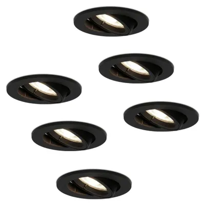 Image de HOFTRONIC - Lot de 6 spots LED encastrables 4W 345 lm 4000K GU10 Noir Inclinable IP20