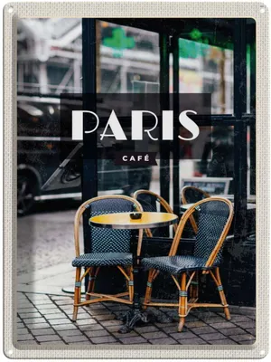 Produktbild von vianmo Blechschild 40x30 cm Paris Cafe RetroPoster Bildmotiv Reisemotiv Abenteuer Reisen Straße Stadt Urlaub