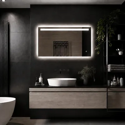 Image de LoXa – Miroir de salle de bain rectangulaire Ambi avec LED 100 × 60 cm – Dimmable – 3 modes LED – Surface antibuée – Qualité durable – Installation facile