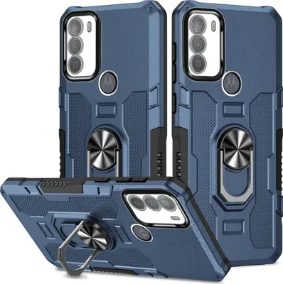 Produktbild von Moto G50 Hülle, Dual Layer Robuste Rüstung Ringhalter Ständer Schutzhülle für Motorola Moto G50 Blau