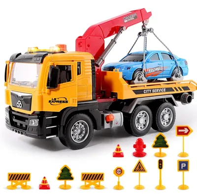 Produktbild von Abschleppwagen Spielzeug ab 3 4 5 6 Jahre Junge Licht und Sound Reibungsbetriebenes Abschleppfahrzeug für Kinder LKW Spielzeugautos Fahrzeuge Geschenk Gelb