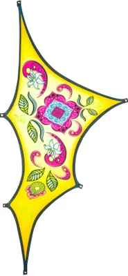 Produktbild von PSYWORK Schwarzlicht Segel Elasthan Goa "Triangle Yellow Left", 3x2,25m