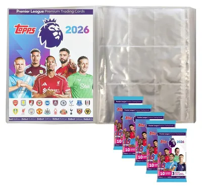 Immagine prodotto di Topps - Figurine della Premier League 2025/26 - 1 album vuoto + 5 buste