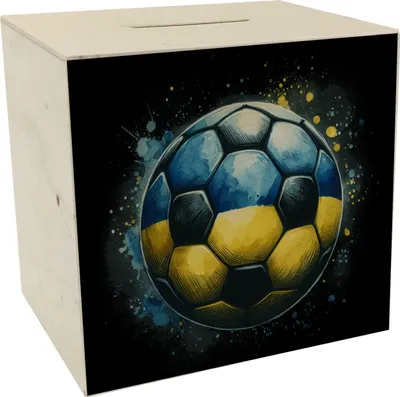Produktbild von Fußball Ukraine Flagge Spardose aus Holz