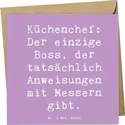 Produktbild von Mr. & Mrs. Panda Glückwunschkarte Spruch Koch Anleitung - Lavendeltraum - Geschenk, faltkarte, Berufe, Grußkarte, doppelkarte, Gerichte, Kochhumor, anlasskarte, Aromen