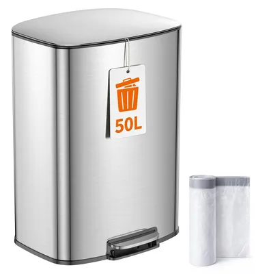Zdjęcie produktu dla YEAUPE Kosz na śmieci do kuchni, 50L, stal nierdzewna, kosz z pedałem