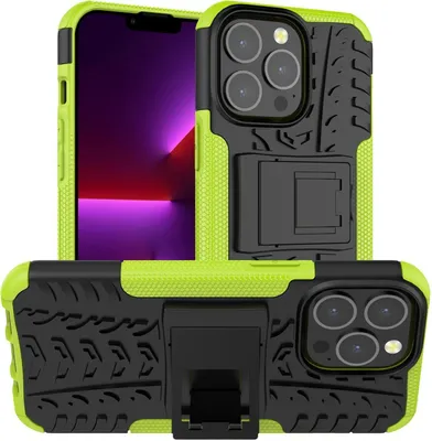 Produktbild von Conie Outdoor Schutzhülle für iPhone 13 Pro Hybrid Silikon Hard Case Cover Hülle mit Ständer in Grün