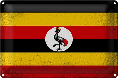 Produktbild von Blechschild Flagge Uganda 30x20cm Flag of Uganda Vintage