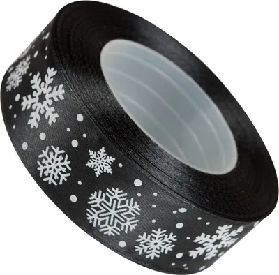 Produktbild von Dekolo Geschenkband  Satin Dekoschleife mit Schneeflocke Breite 25mm Schwarz