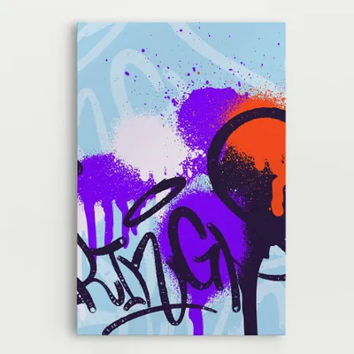 Produktbild von ARTHUB® Leinwandbild 50x70 cm, Blue Purple Graffiti | Wohnzimmerdekoration, Hängende Bilder, Wanddekoration, Heimdekoration, Moderne, Graffiti