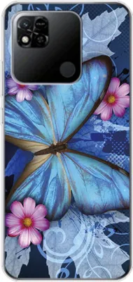 Produktbild von König Design Hülle kompatibel mit Xiaomi Redmi 10A Kunststoff Soft Handyhülle - Handy Case Schmetterling Blau
