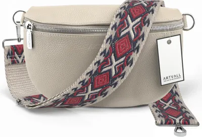 Produktbild von ARTVALL - Umhängetasche aus Leder, Klein mit verstellbarem Schultergurt, abnehmbares Taschenband, Crossbody Bag in Beige