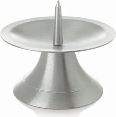 Produktbild von Kerzenleuchter Scheibenleuchter Messing vernickelt Silber matt satiniert mit Dorn Ø 9 cm ideal für Kerzen, Taufkerzen, Kommunionkerzen
