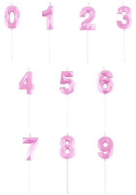Produktbild von Rosa Zahlenkerze mit Diamant-Effekt 5 cm -