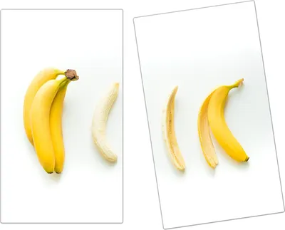 Produktbild von Spritzschutz Herdabdeckplatte Schneidebrett aus Glas Bananenschalen 2-Teilig (60x52cm)