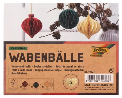 Weihnachts-Honigwabenbälle 3er Set, 8 cm, faltbar