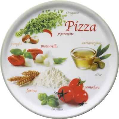 Image de Assiette à pizza Napoli Green Ø 33,8 cm Plat de service Assiette XL Décorée Porcelaine