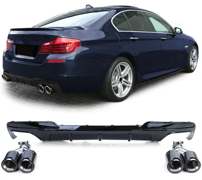 Für BMW F10 F11 10-17 Stoßstange Heckdiffusor Schwarz Glanz Endrohre Echt Carbon in der Farbe Schwarz von Carparts-Online GmbH
