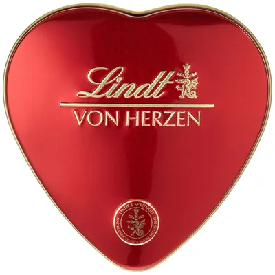 Obrázok produktu pre Lindt Von Herzen čokoládová zmes v kovovej srdiečkovej plechovke 30g