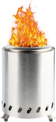 Image de Petit brasero portable - Acier inoxydable, faible dégagement de fumée, avec cendrier amovible et sac de transport 15 x 15 x 19 cm, pour l'extérieur, le camping et le jardin