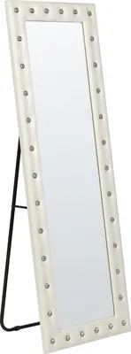 Zdjęcie produktu dla BELIANI Lustro podłogowe białe  50 x 150 cm ozdobna rama cyrkonie ze stojakiem glamour stojące wiszące do salon sypialni garderoby