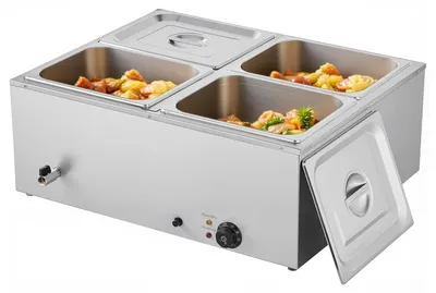 Speisenwärmer 1500 W Edelstahl 4 Platten Buffet Wasserbad