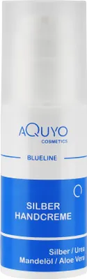 Blueline Silber Handcreme für sehr trockene, raue, rissige und entzündete Hände und Finger, Silbercreme zur Hautpflege bei Juckreiz oder Neurodermitis, Creme mit Microsilber, Aloe Vera & Urea (100ml Airless Spender) | antibakterielle & anntimikrobielle Handpflege