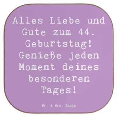 Produktbild von Mr. & Mrs. Panda Untersetzer für Gläser Spruch 44. Geburtstag - Lavendeltraum - Geschenk, gläseruntersetzer, Meilenstein, personalisiert, Geburtstagsgeschenk, Coaster