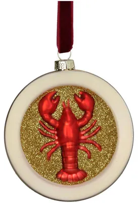 Image de Collection de Noël : Assiette décorative avec motif de homard, verre rouge, 8,5 cm