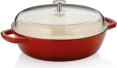 Zdjęcie produktu dla KELA Patelnia farmerska Calido żeliwna czerwona okrągła 16,0cm 28,0cm 3,8l