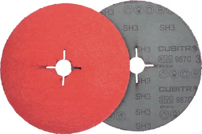 Productafbeelding van Schijf met vezelversterking, Cubitron II, type 987 C, diameter 115 mm, segmentering 36+, voor gebruik op roestvrij staal (INOX), met keramische korrels