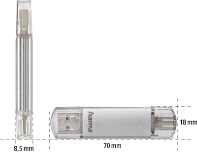 Image de hama Clé mémoire USB 3.0 / 3.1 "C-Laeta" 32 GB argentée