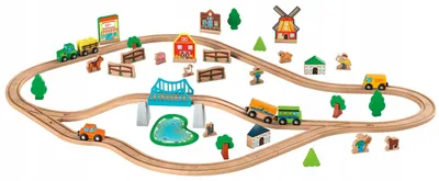 Produktbild von Playtive Holzeisenbahn Bauernhof Set mit 69 Teilen