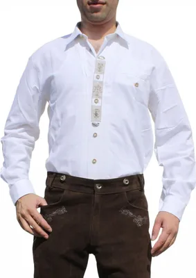 Produktbild von German Wear, Trachtenhemd für Lederhosen mit Verzierung weiß, Größe:M