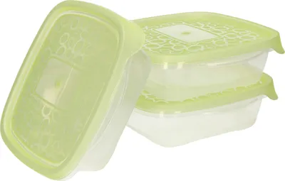 Immagine prodotto di KOTARBAU® Set di 3 contenitori per alimenti da 0,6 l in plastica verde per alimenti