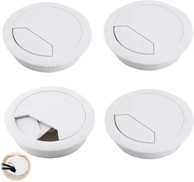 Zdjęcie produktu dla Organizer do kabli, zestaw 4-częściowy, biurowy, biały, 60 mm, na biurko
