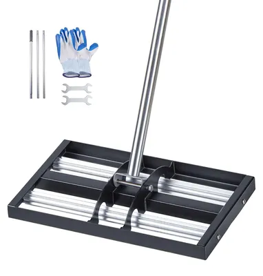 Obrázek produktu pro VEVOR hrábě na trávu s válečkem, 254x431 mm Nerezový nivelační přístroj na trávu, nivelační hrábě, přístroj na vyrovnávání trávníku na zahradách a golfových hřištích