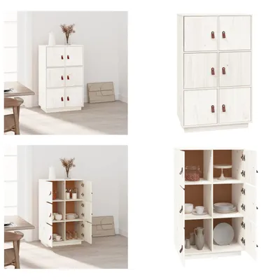 Obrázok produktu pre vidaXL Vysoká doska biela 67x40x108,5 cm, masív borovice - Vysoká doska - Bočnice - Skriňa