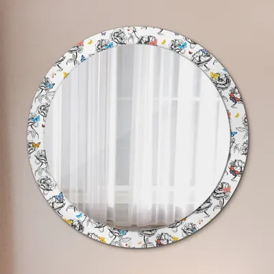 Produktbild von Runder Spiegel mit Modernem Aufdruck - Dekospiegel Wandmontage -Schmetterling- Ø90cm