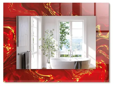Produktbild von Abstrakte rote Farbe – Rechteckiger Spiegel mit Druck 80x60 cm – Modern - Dekorativ für die Wand
