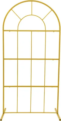 Produktbild von Hochzeits Blumenständer - Metall Traubogen - Größe 100×50×200 cm - Bogenförmig - Freistehend - Eisen - Für Hochzeitsdeko und Party - Gold