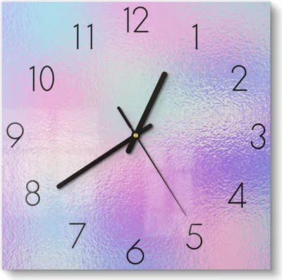 Produktbild von DEQORI Glasuhr 30x30 cm Zahlen 'Milchglas vor Pastell' Wanduhr Glas Uhr Design leise