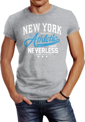 Produktbild von Herren T-Shirt New York Athletic Slim Fit Neverless® grau 3XL
