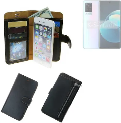 Produktbild von K-S-Trade Schutz Hülle kompatibel mit Vivo X60 Pro Klapphülle Case Phone cover Slim Handytasche Handy Hülle schwarz aus Kunstleder (1 Stk)