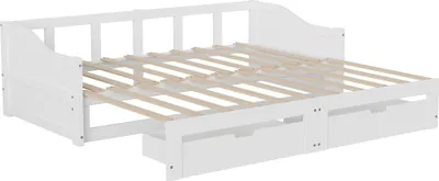 Immagine prodotto di Letto da giorno ProximaX 90x200cm/180x200cm letto estraibile, divano letto allungabile con rete a doghe e braccioli, letto imbottito letto per bambini divano letto, bianco