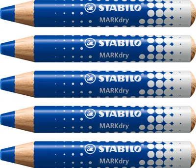 Produktbild von STABILO Whiteboard- und Flipchartmarker - MARKdry - 5er Pack - blau