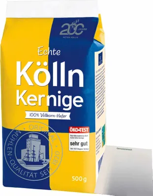 Produktbild von Kölln Echte Kernige Hafer-Vollkorn Haferflocken (500g Packung) + usy Block