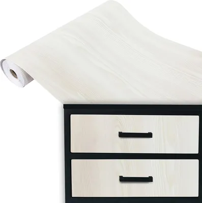 Produktbild von Klebefolie Möbel 45x100 cm - Weiße Kiefer - Möbelfolie selbstklebend in Holzoptik - Folie für Möbel zur schnellen Renovierung von Türen und Schränken - Möbelfolie dekorativ und pflegeleicht