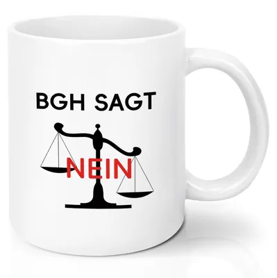 Immagine prodotto di Tazza da caffè in Vetroceramica da 330 ml con la scritta "BGH DICE NO", ideale per giuristi